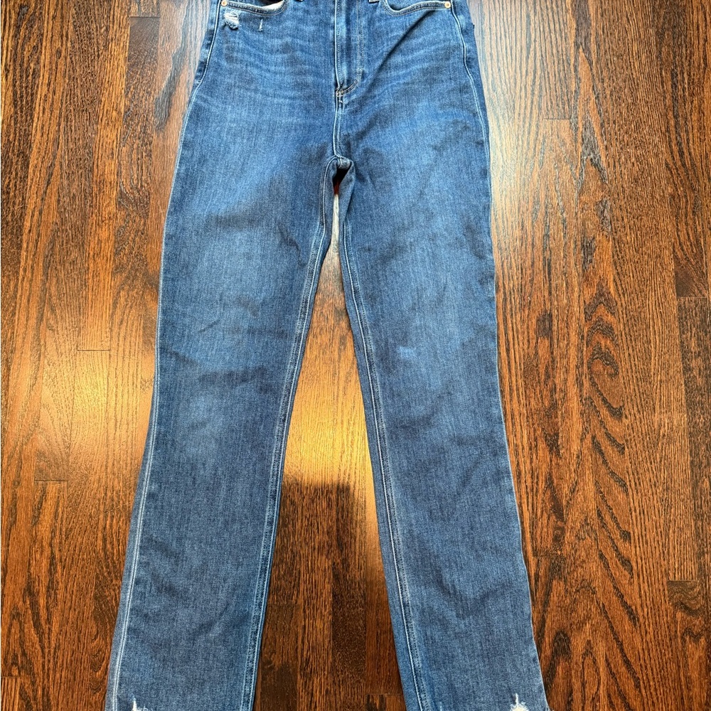 PAIGE Women's Straight Leg Blue Jeans